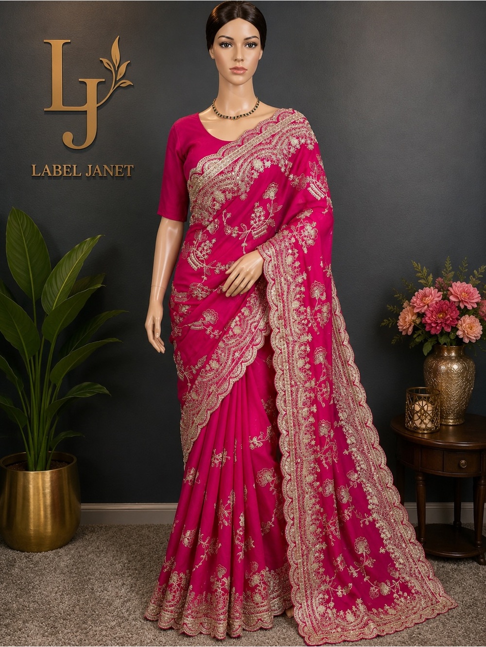 Brand new,pink designer saree with stitched blouse